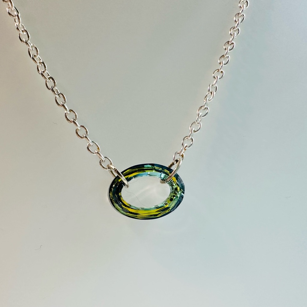 Green Crystal Cosmic Oval Necklace
